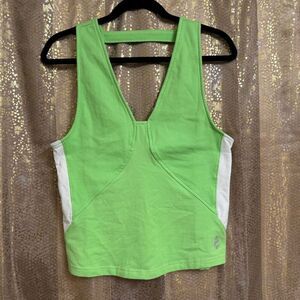 Free People Movement Score Tank Top Bright Green Neon Lime White Large